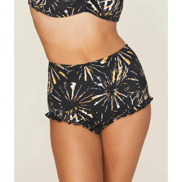 NWT Andie x Demi Moore Women's The Monaco Ruffle Bottom Black Firework Size S